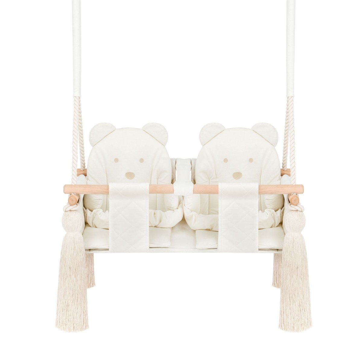 Balançoire double jumeaux en velours beige – vue 4