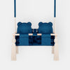 Balançoire Double Jumeaux Velours Bleu Foncé Capitonné avec Sangles Sécurité Personnalisable