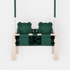 Balançoire Double Jumeaux Velours Vert Capitonné avec Sangles Sécurité Personnalisable