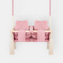 Balançoire double jumeaux en velours rose