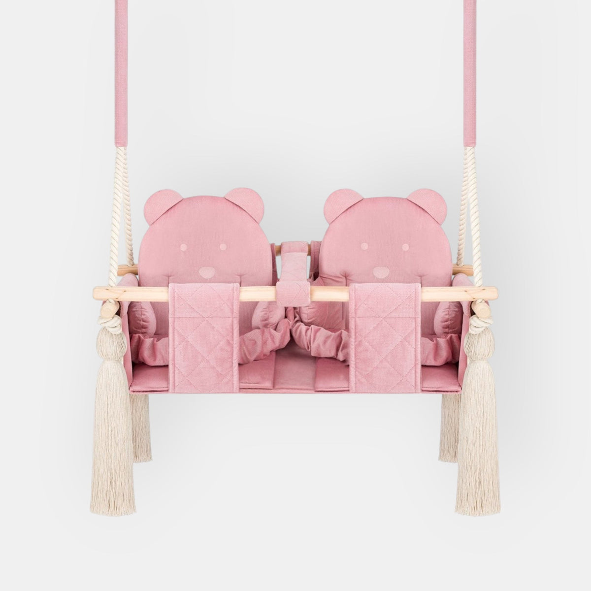 Balançoire double jumeaux en velours rose