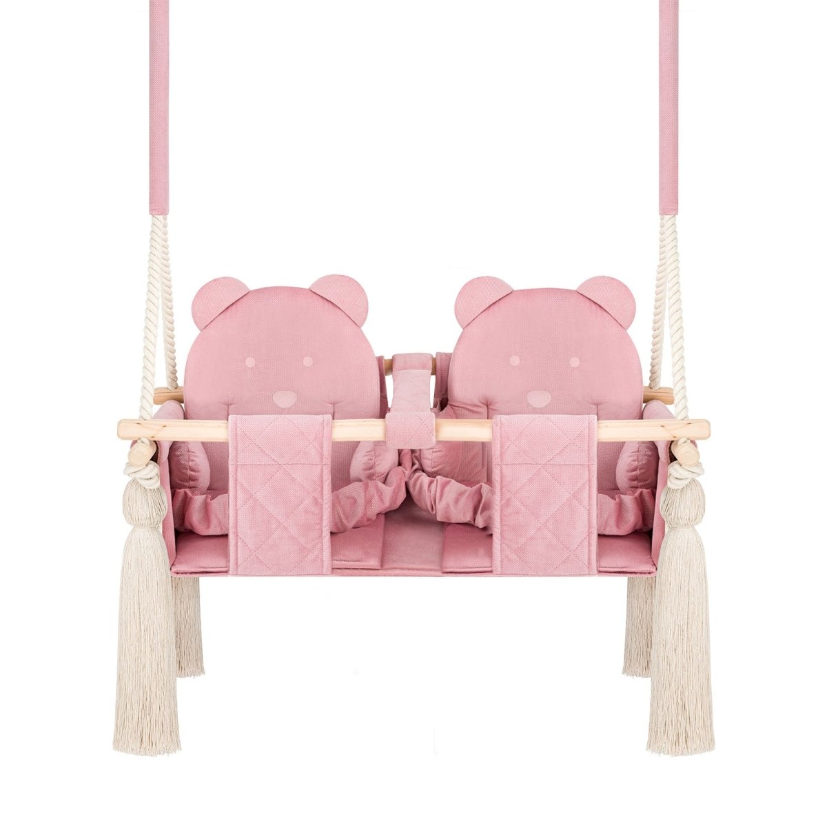 Balançoire double jumeaux en velours rose – vue 4