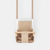 Balançoire Bébé Bois Beige Imperméable Résistante Salissures avec Sangles Sécurité