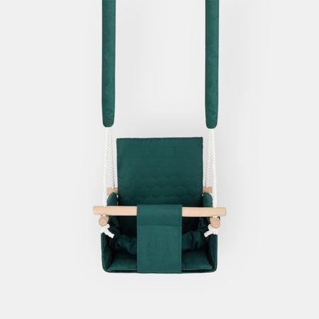 Balançoire Bébé Bois Vert Foncé Imperméable Résistante Salissures avec Sangles Sécurité