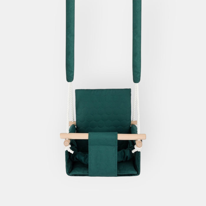 Balançoire Bébé Bois Vert Foncé Imperméable Résistante Salissures avec Sangles Sécurité