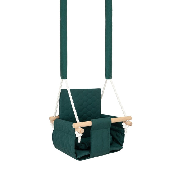 Balançoire Bébé Bois Vert Foncé Imperméable Résistante Salissures avec Sangles Sécurité