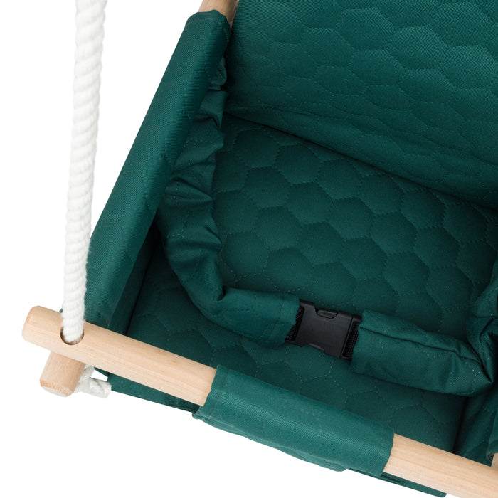 Balançoire Bébé Bois Vert Foncé Imperméable Résistante Salissures avec Sangles Sécurité