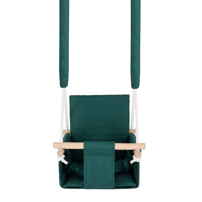 Balançoire Bébé Bois Vert Foncé Imperméable Résistante Salissures avec Sangles Sécurité