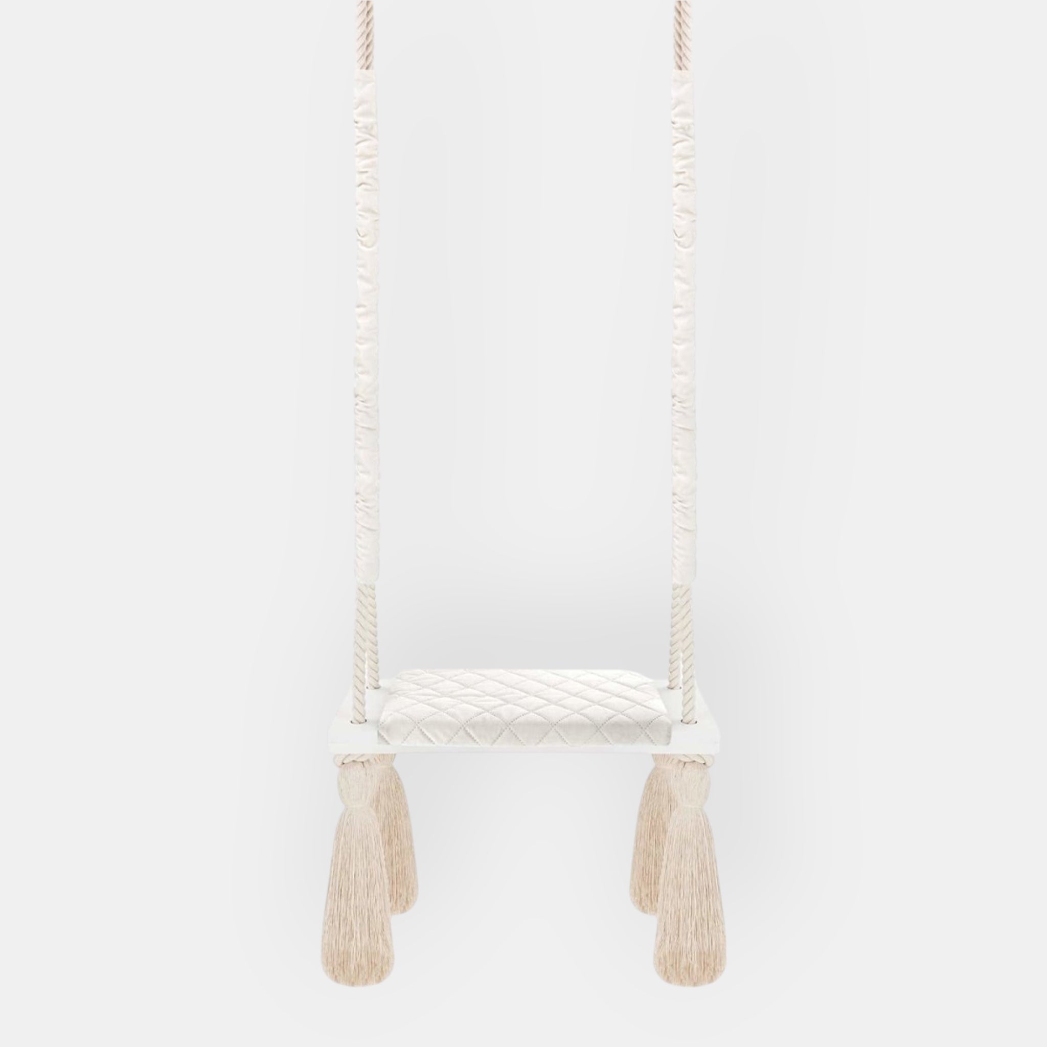 Balançoire pour Enfants Intérieur Beige Planche Bois Velours Style Scandinave