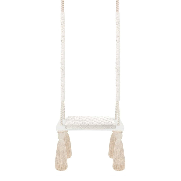 Balançoire pour Enfants Intérieur Beige Planche Bois Velours Style Scandinave