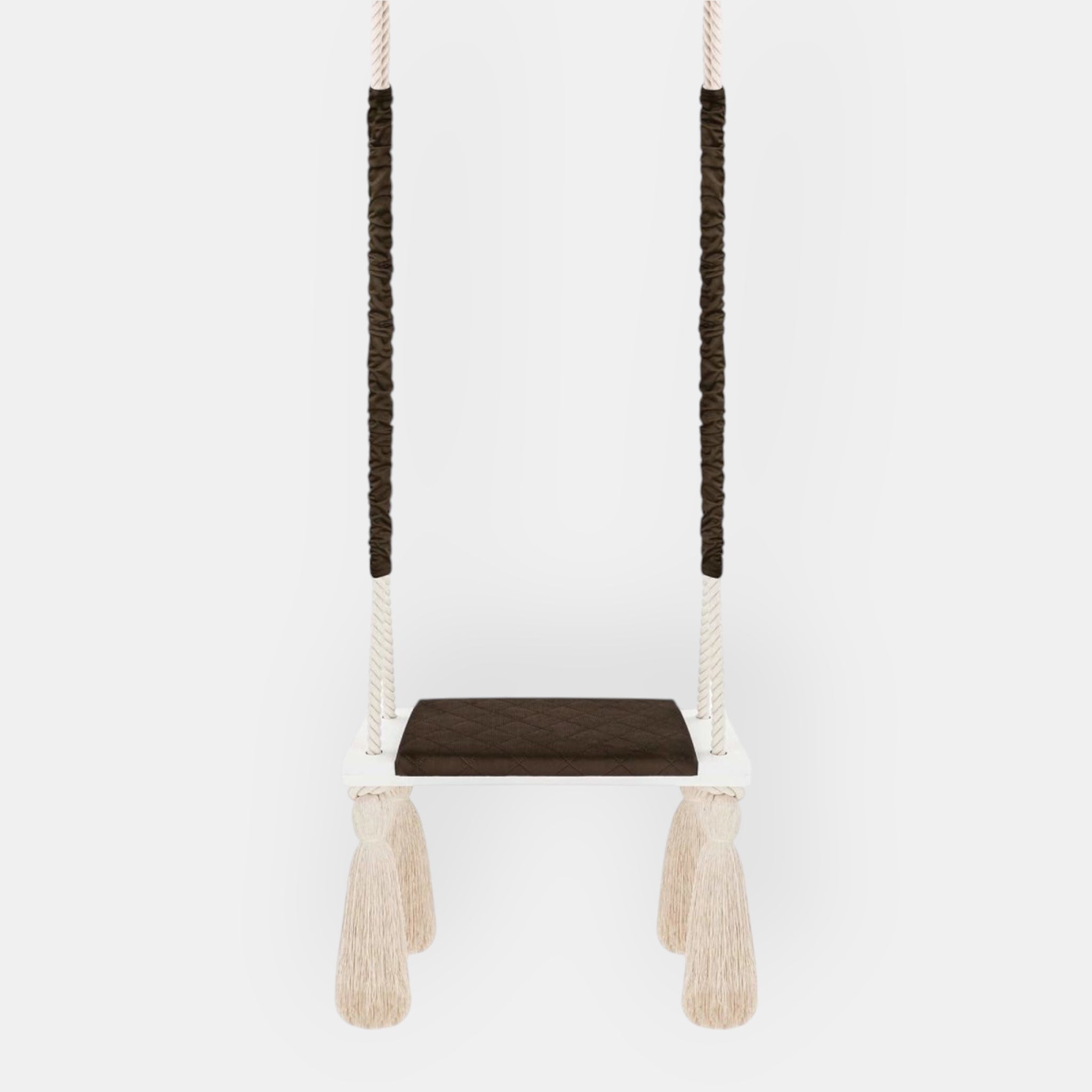 Balançoire pour Enfants Intérieur Marron Planche Bois Velours Style Scandinave