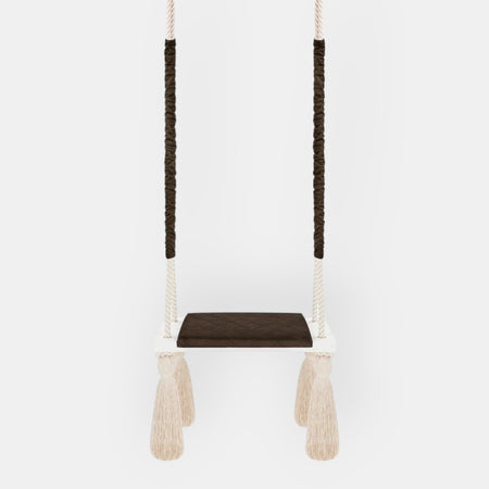 Balançoire pour Enfants Intérieur Marron Planche Bois Velours Style Scandinave
