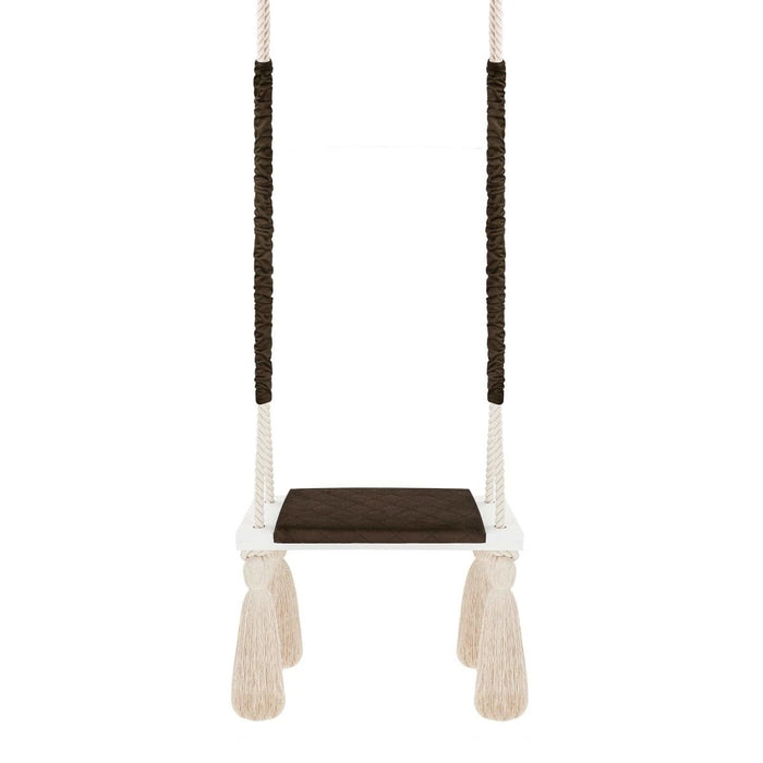 Balançoire pour Enfants Intérieur Marron Planche Bois Velours Style Scandinave