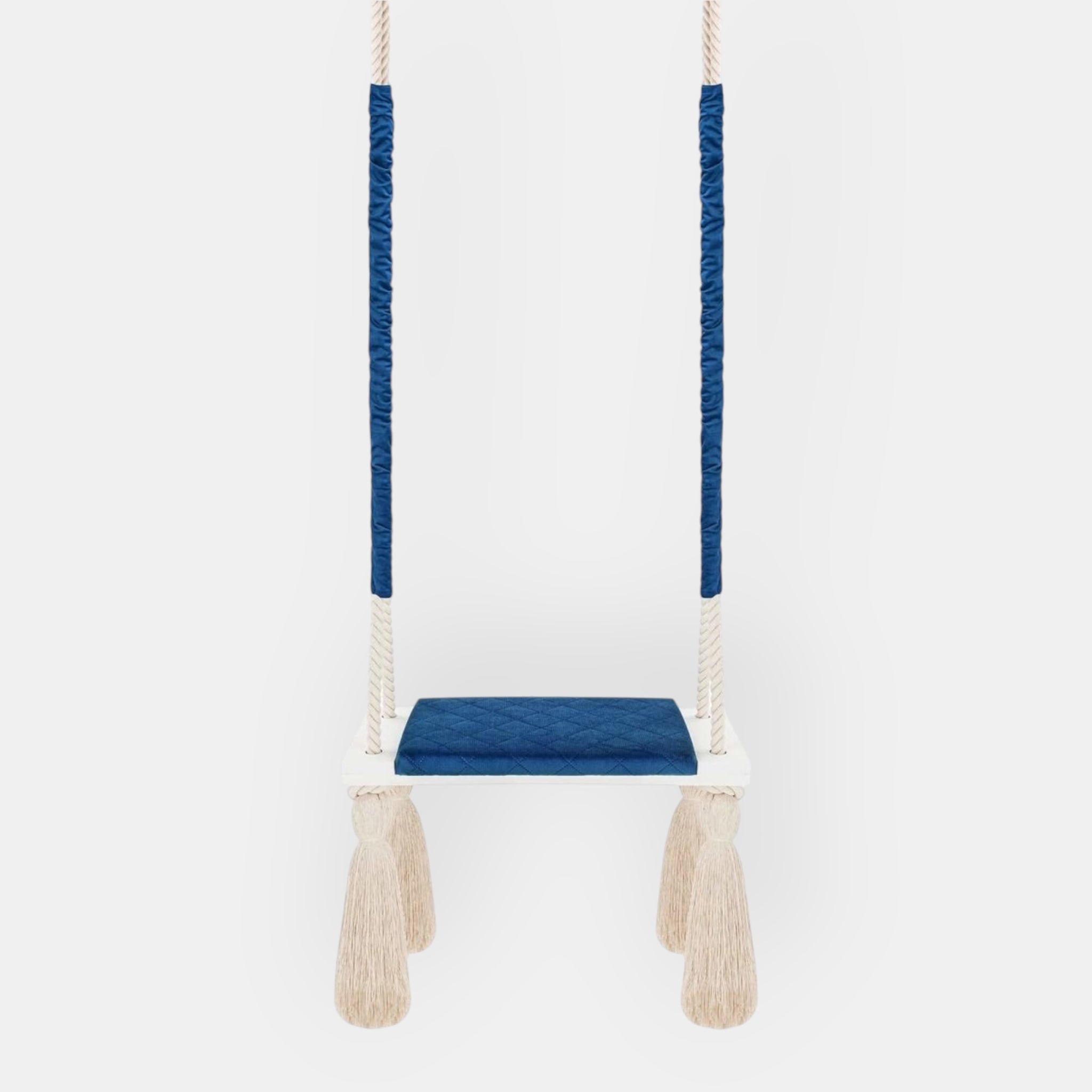 Balançoire pour Enfants Intérieur Bleu Foncé Planche Bois Velours Style Scandinave