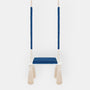 Balançoire enfant planche bois et velours bleu foncé