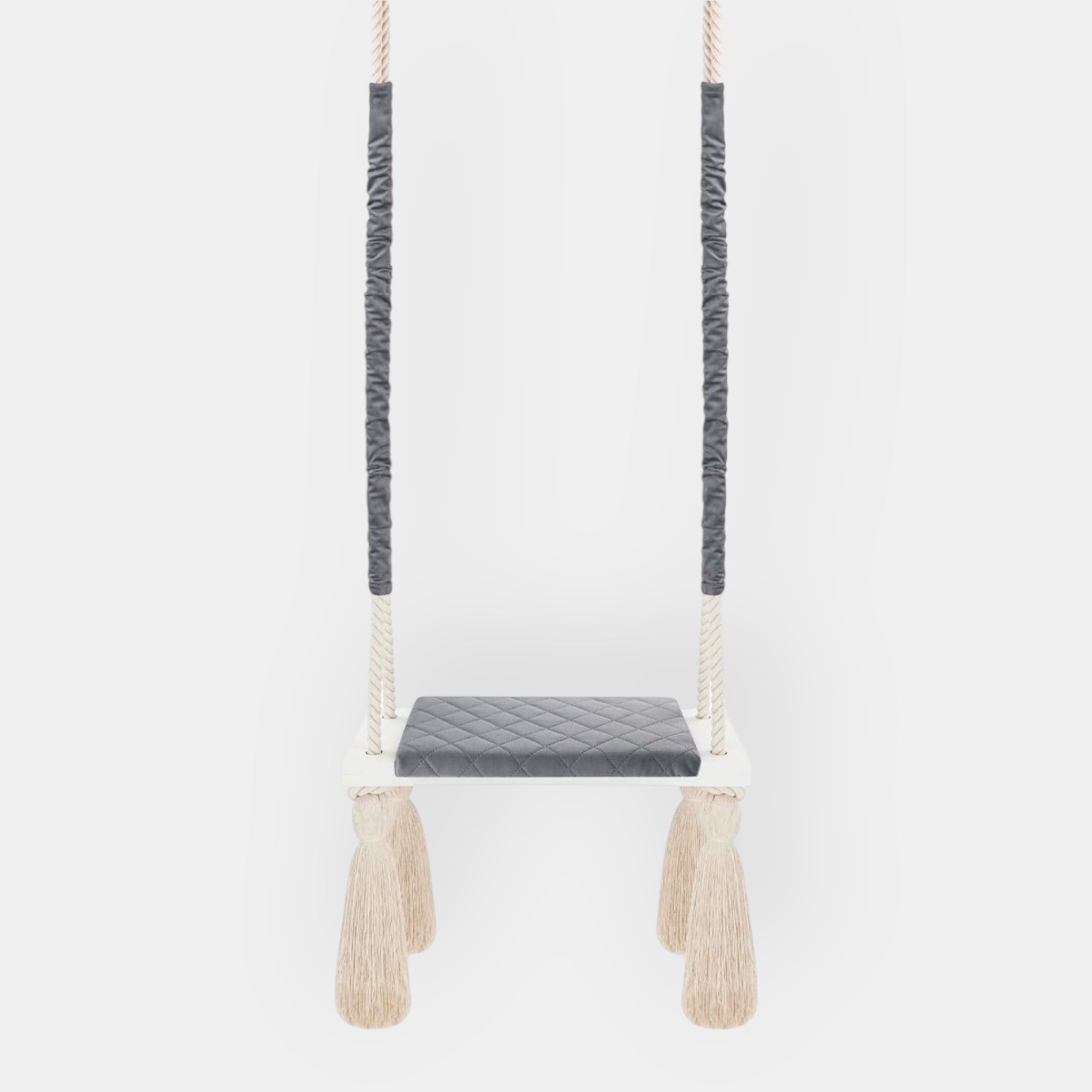 Balançoire pour Enfants Intérieur Gris Foncé Planche Bois Velours Style Scandinave