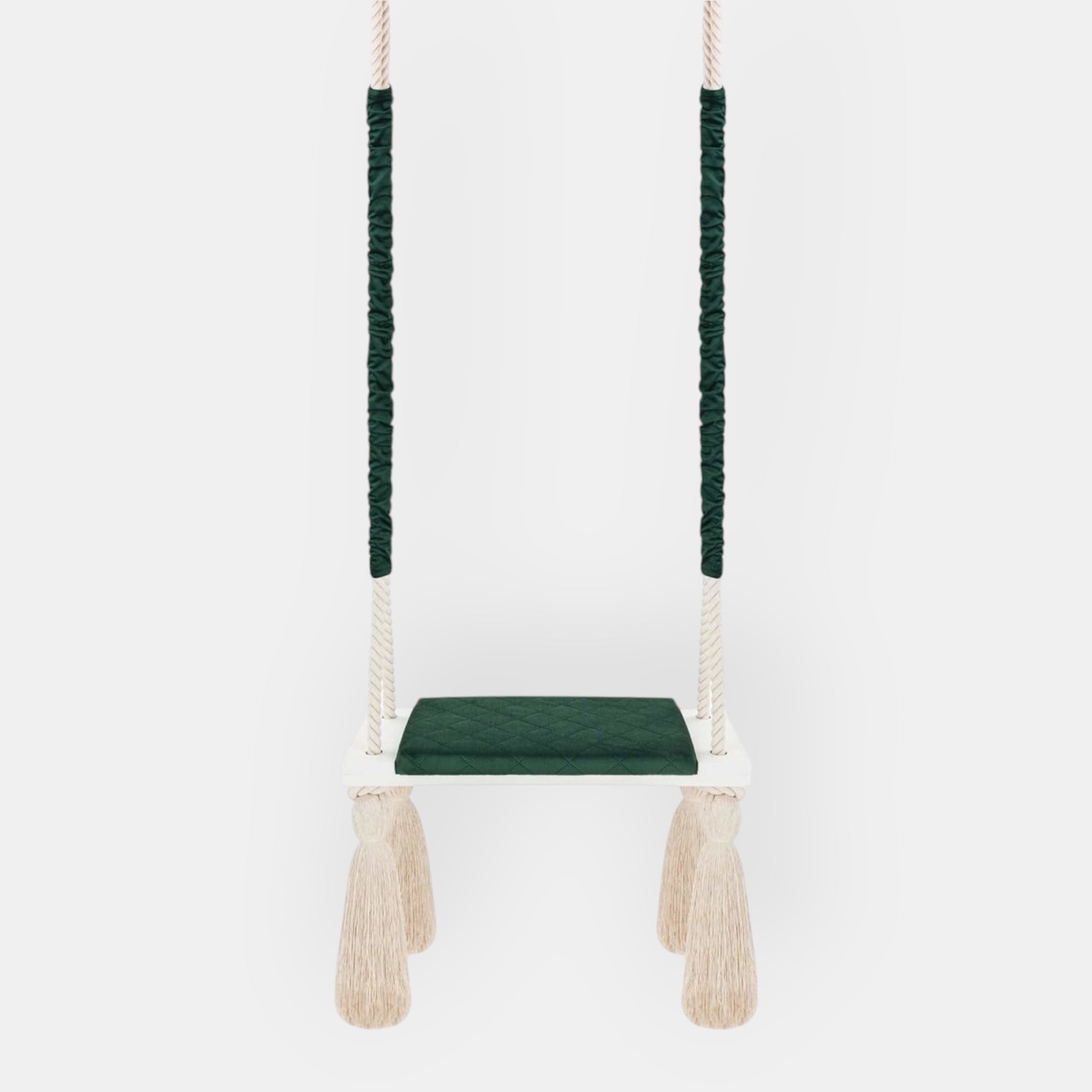 Balançoire pour Enfants Intérieur Vert Planche Bois Velours Style Scandinave