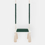 Balançoire enfant planche bois et velours vert