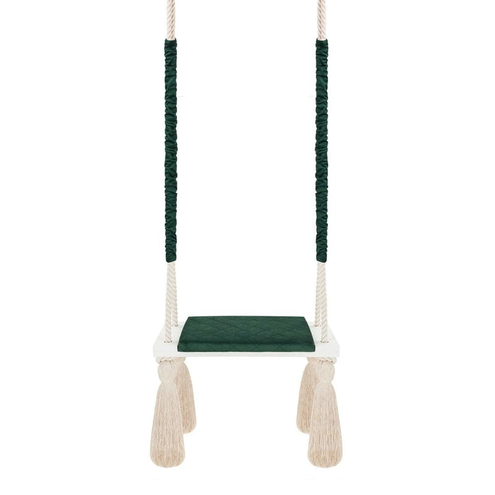 Balançoire pour Enfants Intérieur Vert Planche Bois Velours Style Scandinave