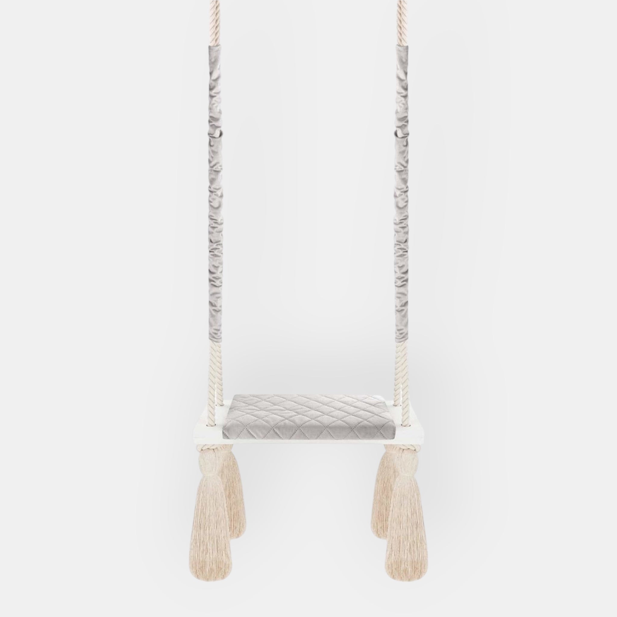 Balançoire pour Enfants Intérieur Gris Clair Planche Bois Velours Style Scandinave