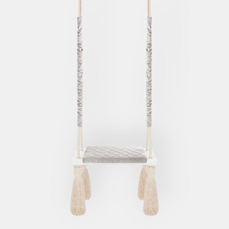 Balançoire pour Enfants Intérieur Gris Clair Planche Bois Velours Style Scandinave