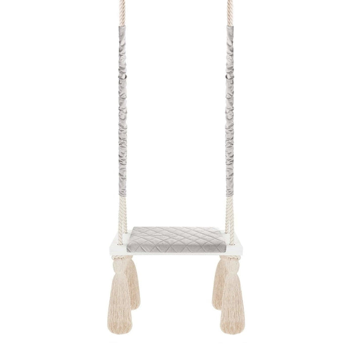 Balançoire pour Enfants Intérieur Gris Clair Planche Bois Velours Style Scandinave