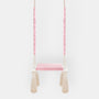 Balançoire enfant planche bois et velours rose
