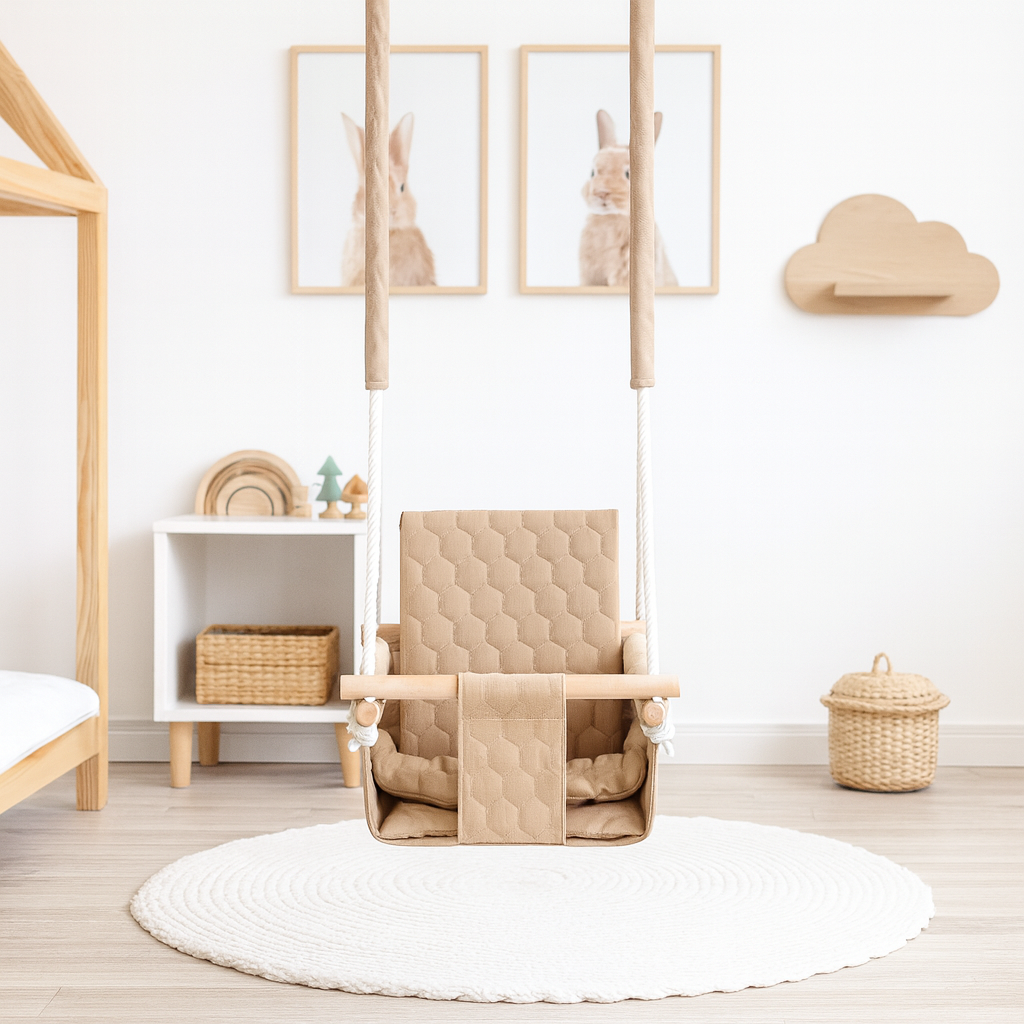 Balançoire bébé imperméable intérieur et extérieur beige – vue 4