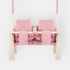 Balançoire double jumeaux en velours rose, avec prénoms brodés sur les harnais (broderie en option)