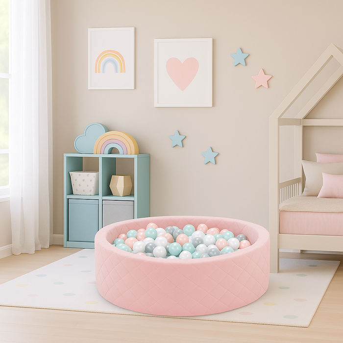 Piscine à Balles Rose Pastel avec 300 Balles pour Éveil Sensoriel