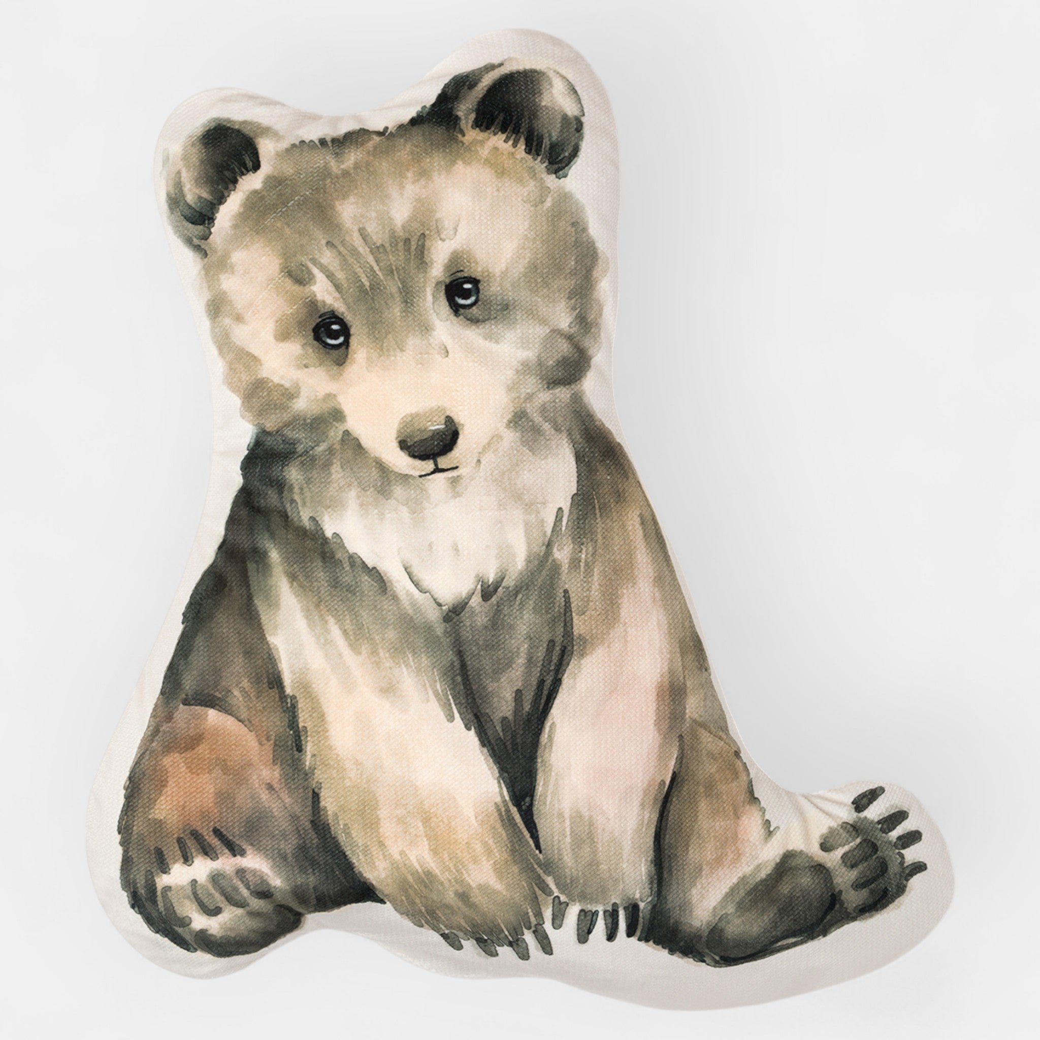 Coussin enfant ourson en velours, vue d'ensemble du motif illustré
