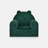 Fauteuil bébé ourson en velours vert, vue de face sur fond clair
