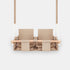 Balançoire double jumeaux imperméable beige, vue de face sur fond clair