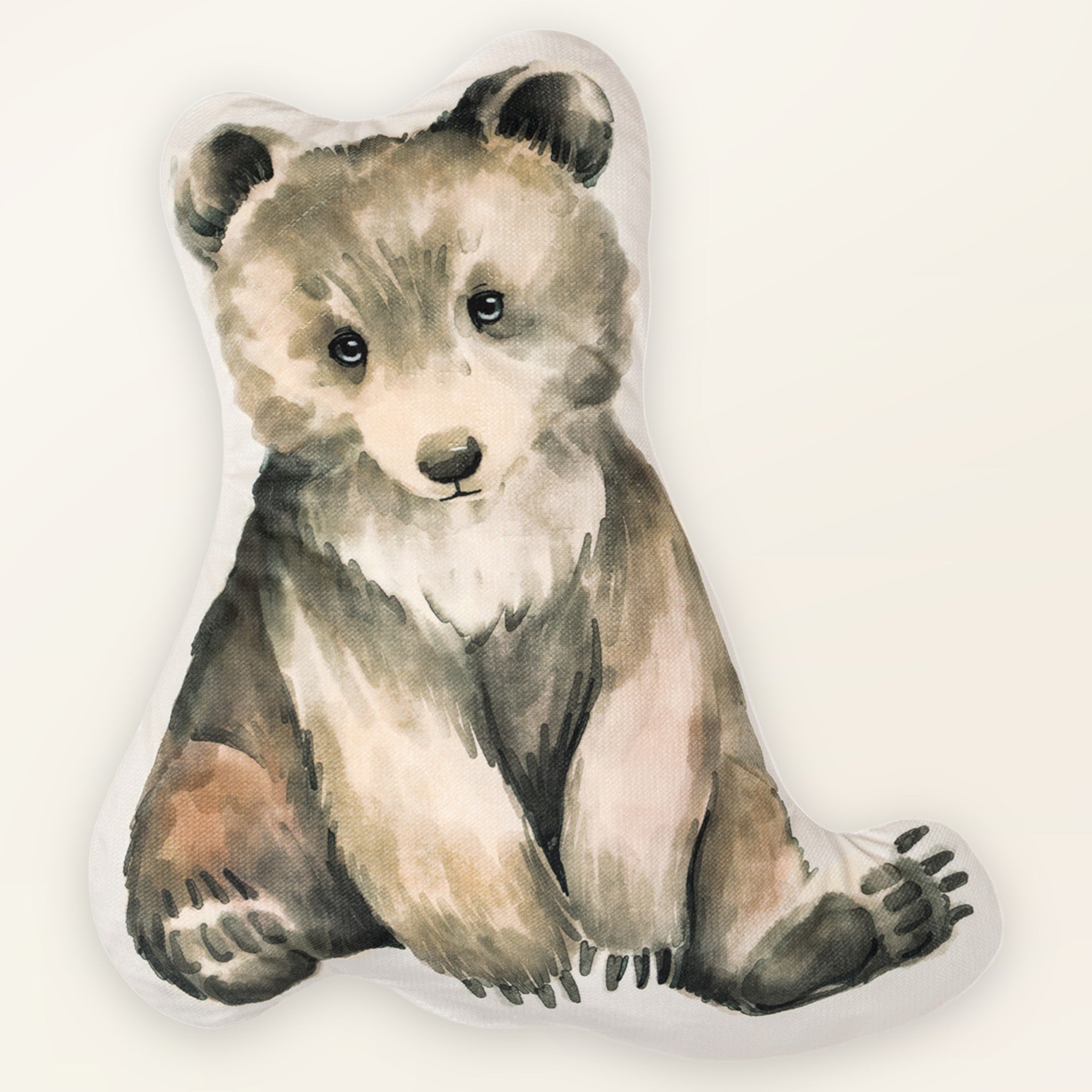 Coussin enfant ourson en velours, vue de face