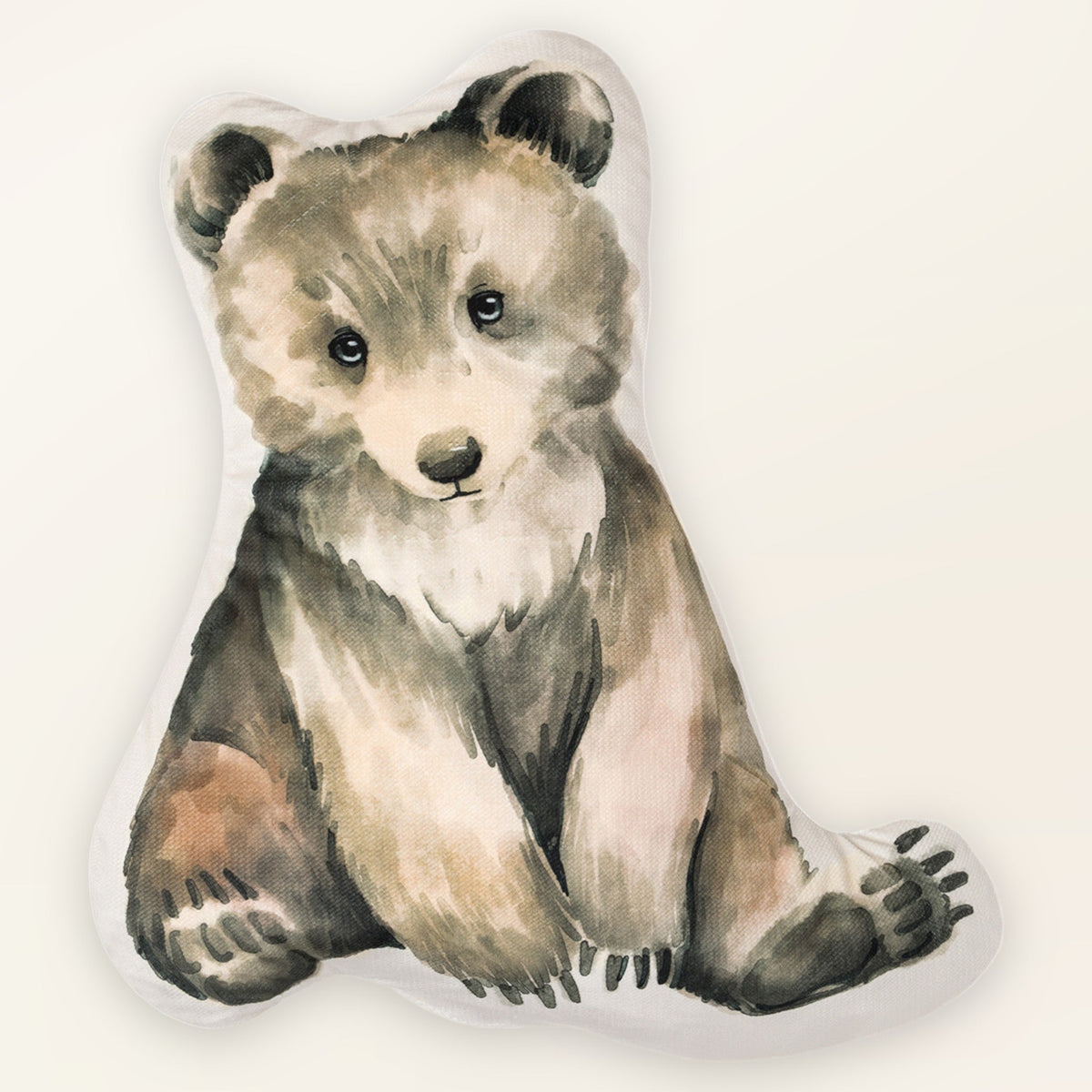 Coussin enfant ourson en velours, vue de face