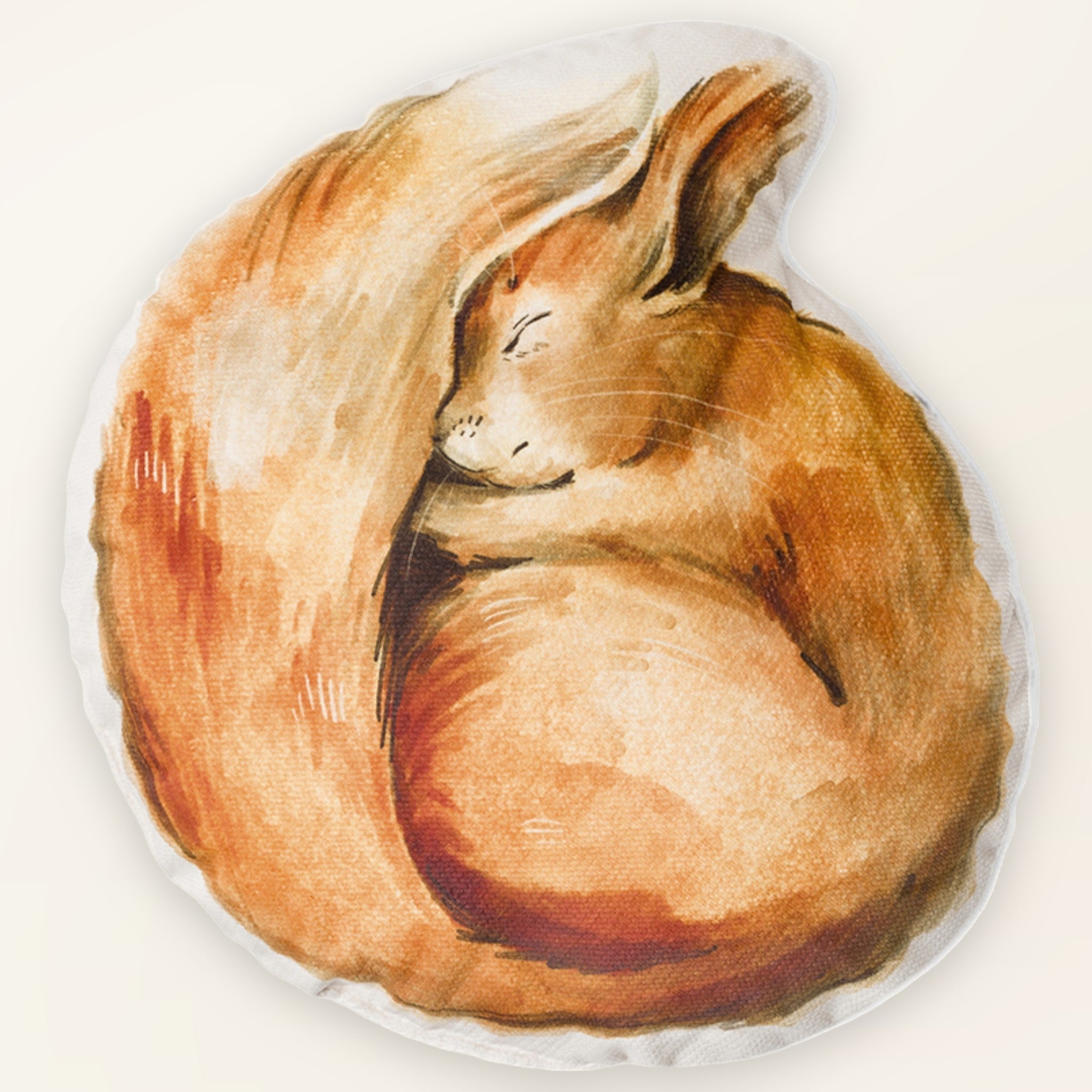 Coussin enfant écureuil en velours, vue de face