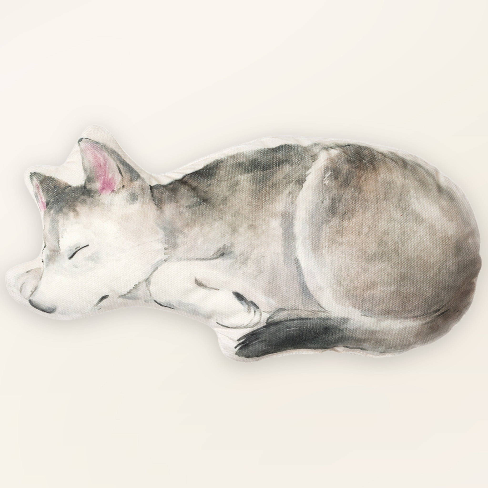 Coussin enfant loup en velours, vue de face