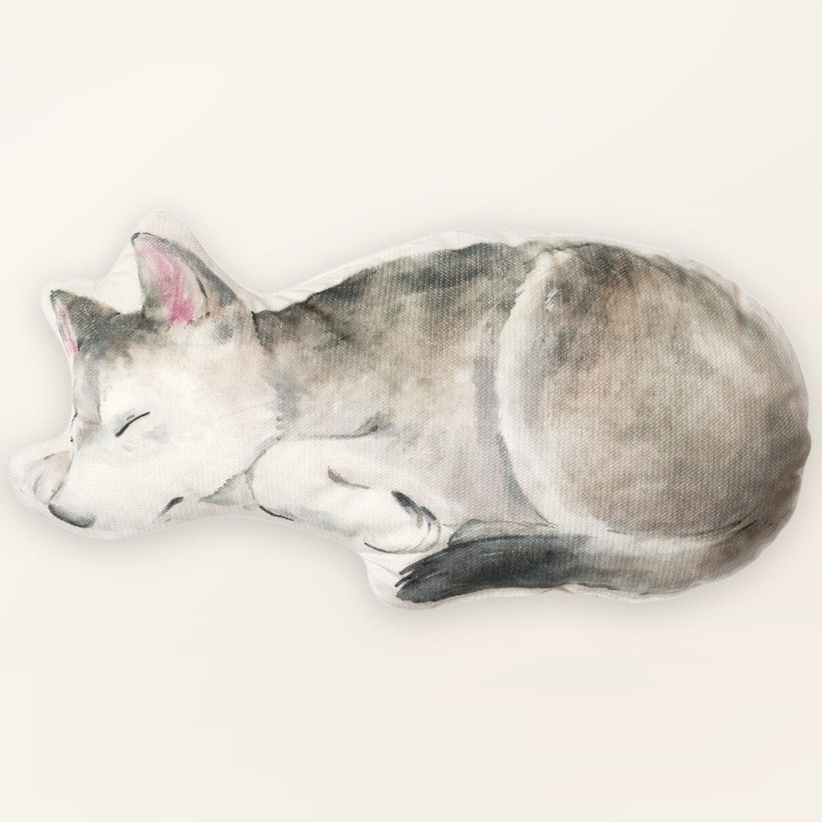 Coussin enfant loup en velours, vue de face