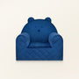 Fauteuil bébé ourson en velours bleu foncé, vue de face
