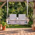 Balançoire double jumeaux imperméable gris clair, en extérieur, sur une terrasse