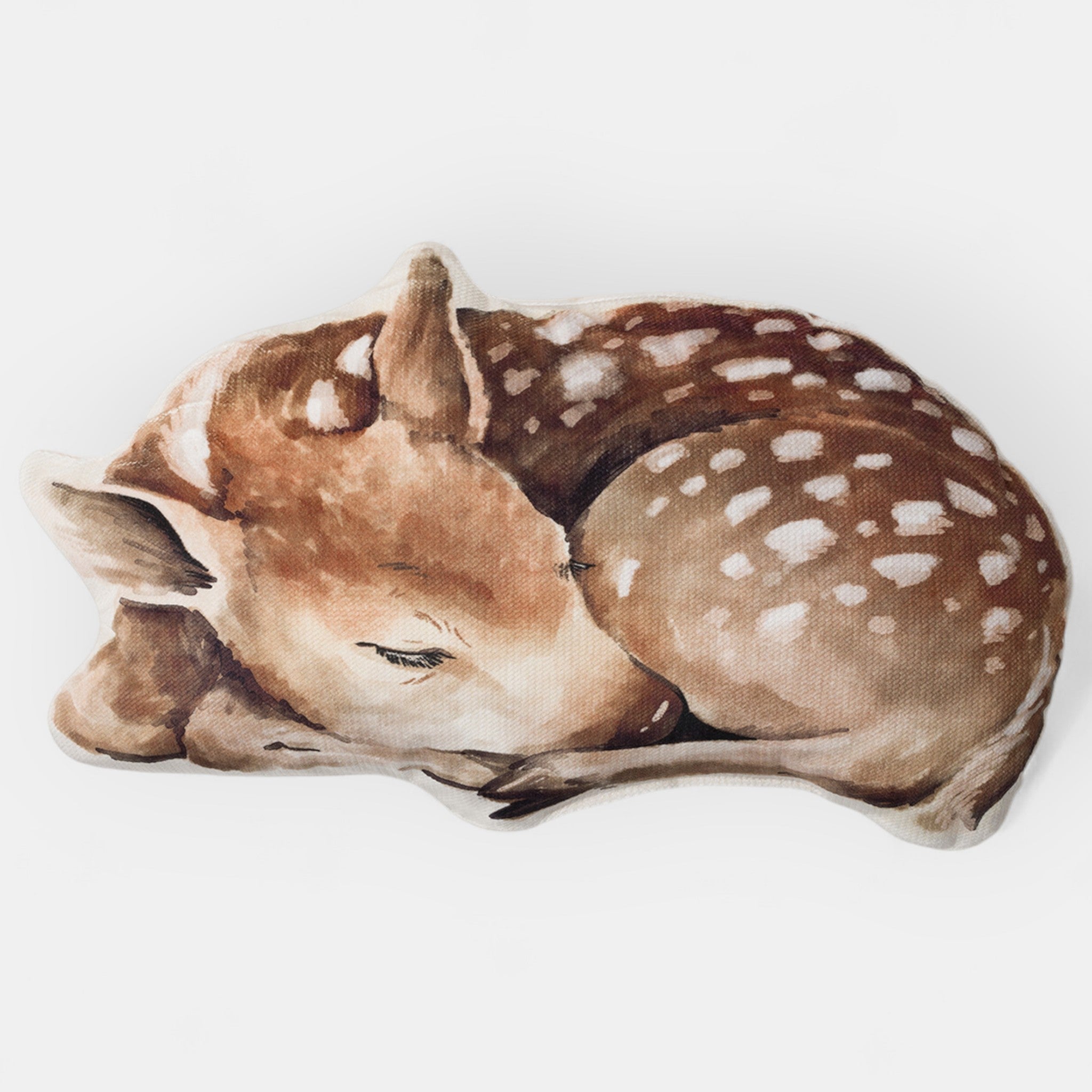 Coussin enfant petit faon en velours, vue d'ensemble du motif illustré