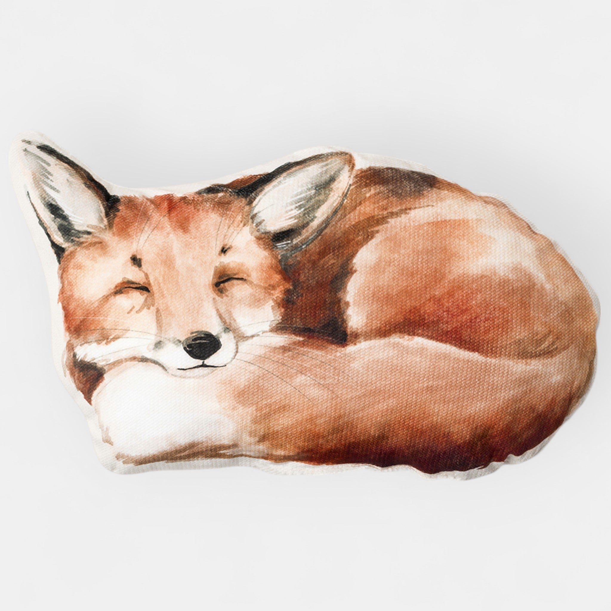 Coussin enfant renard en velours, vue d'ensemble du motif illustré