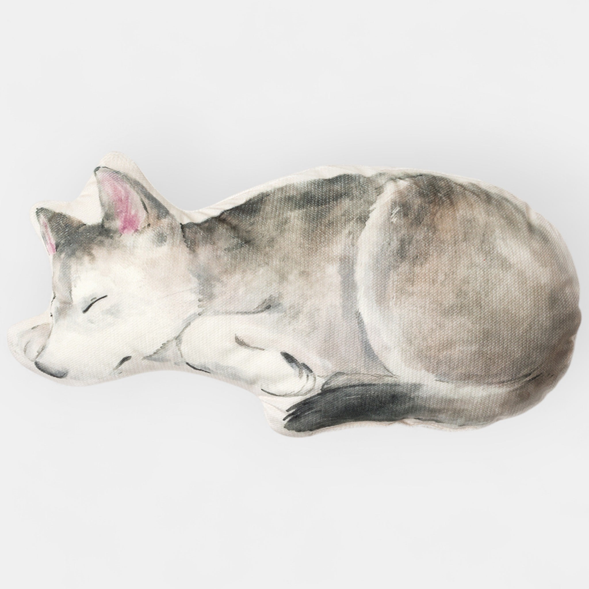 Coussin enfant loup en velours, vue d'ensemble du motif illustré