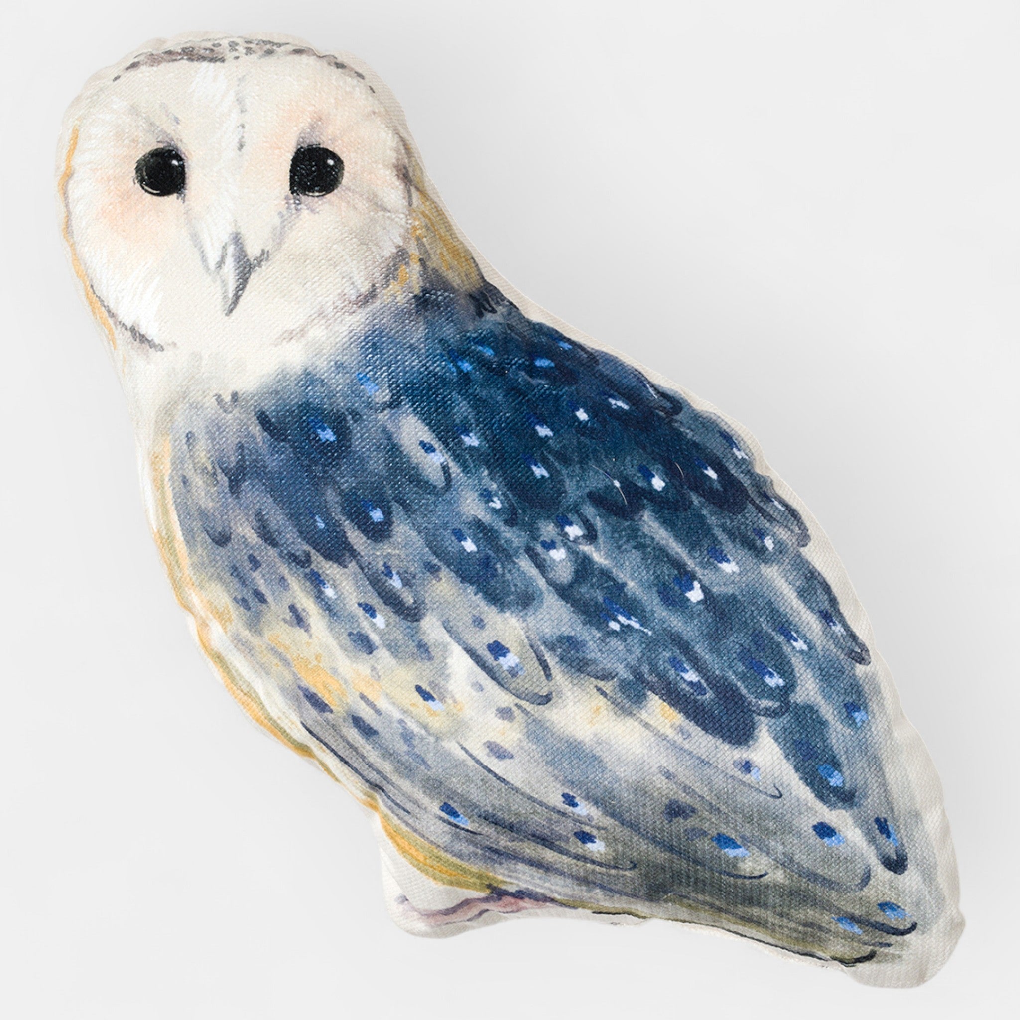 Coussin enfant chouette en velours, vue d'ensemble du motif illustré